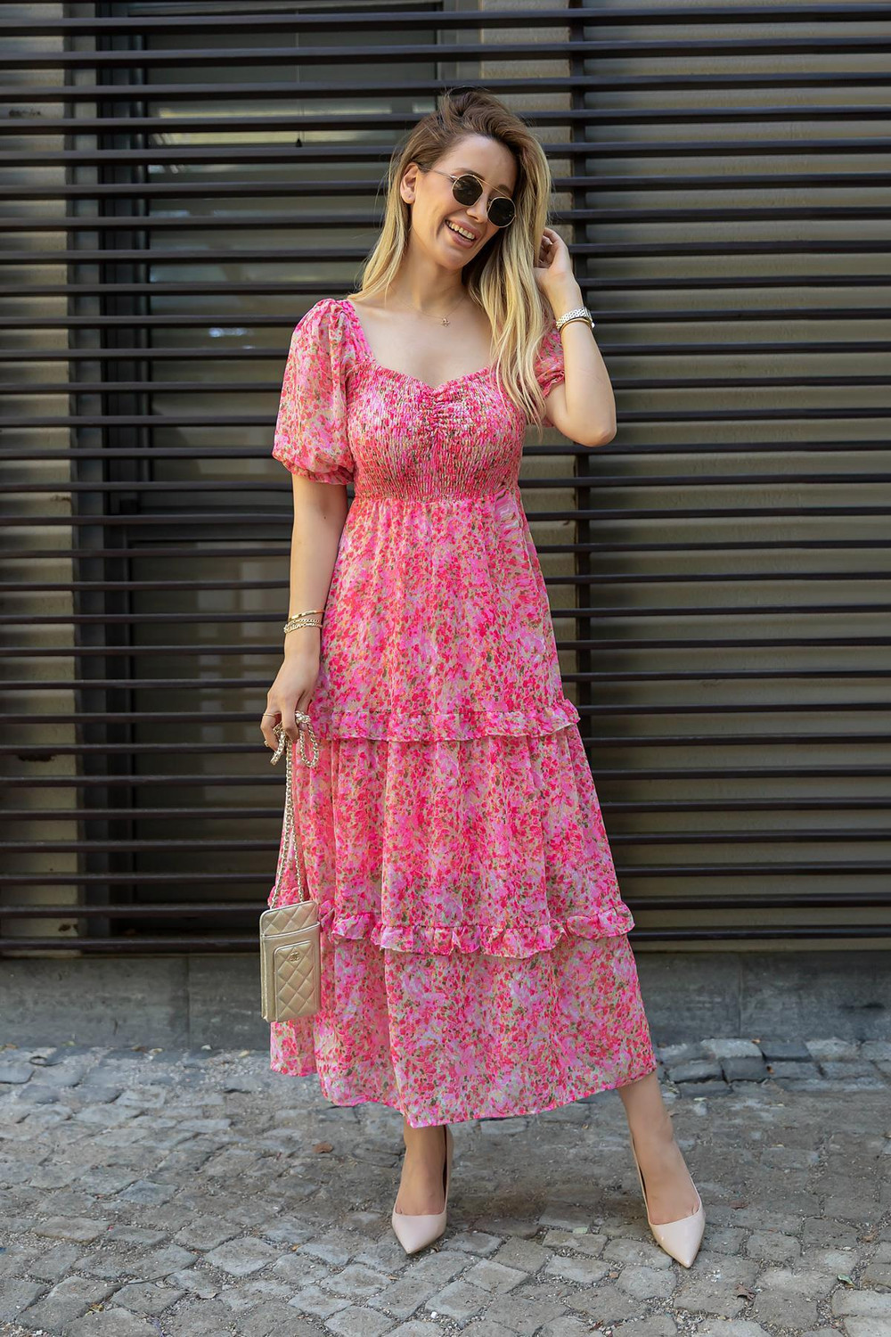 Shemora Floral Georgette  Maxi Dress