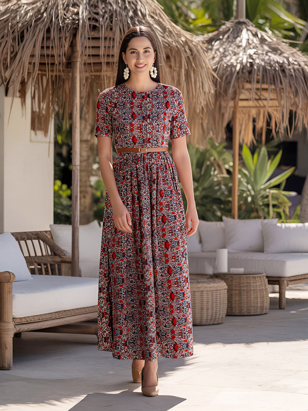 AURELIA Crepe Botanical  Maxi Dress 
