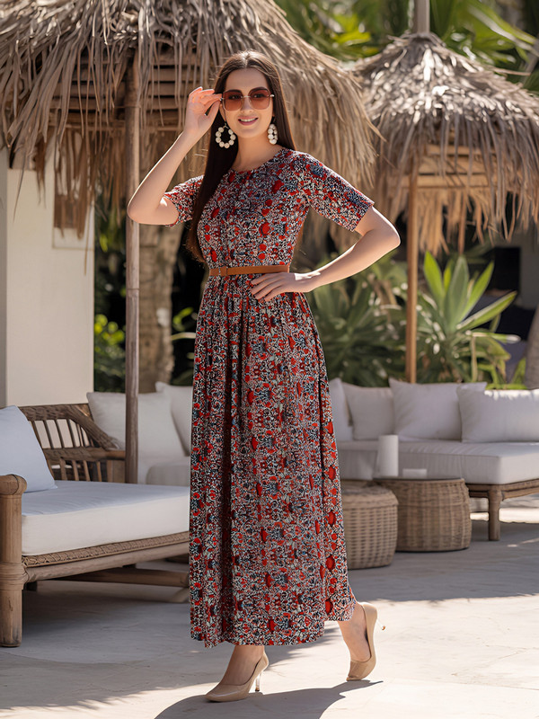 AURELIA Crepe Botanical  Maxi Dress 