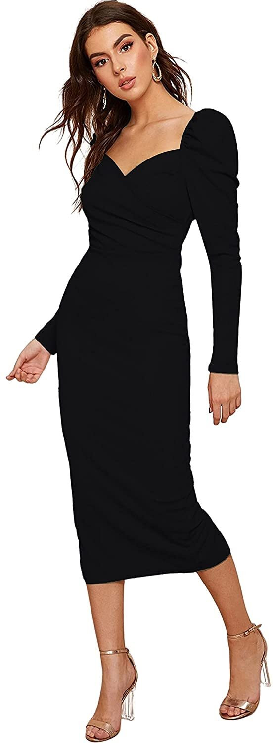 Lexora Lycra Bodycon Midi Dress