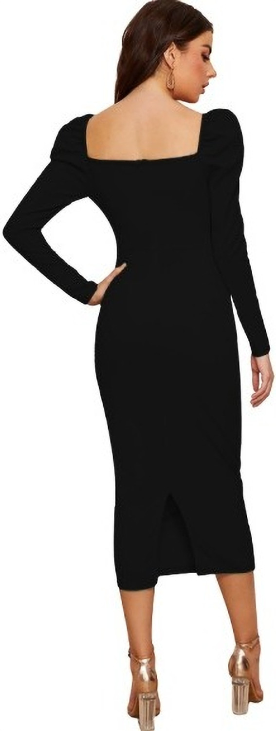 Lexora Lycra Bodycon Midi Dress