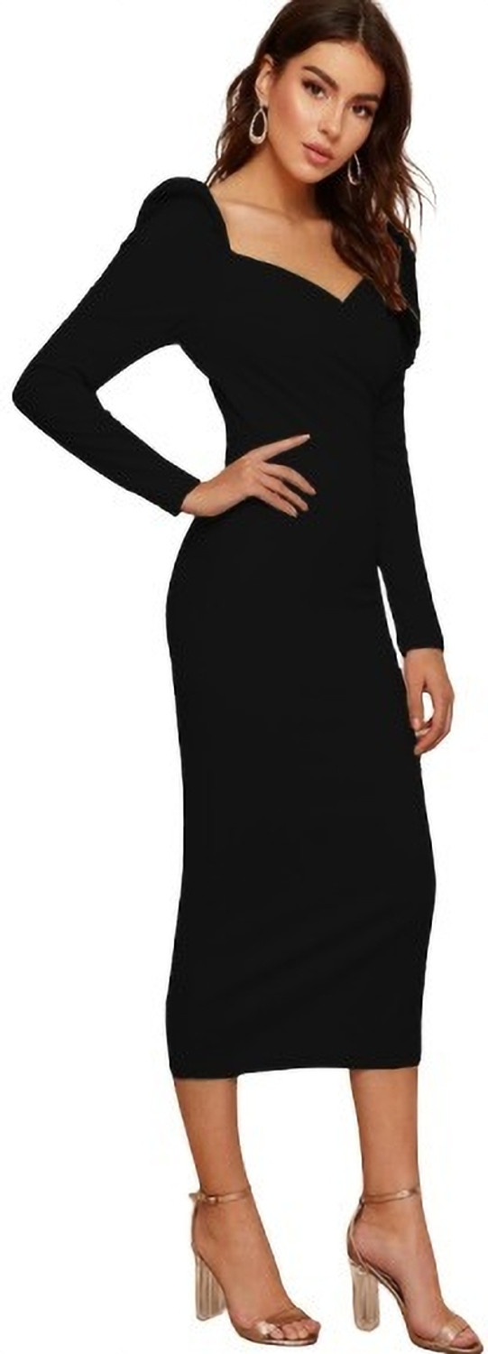 Lexora Lycra Bodycon Midi Dress