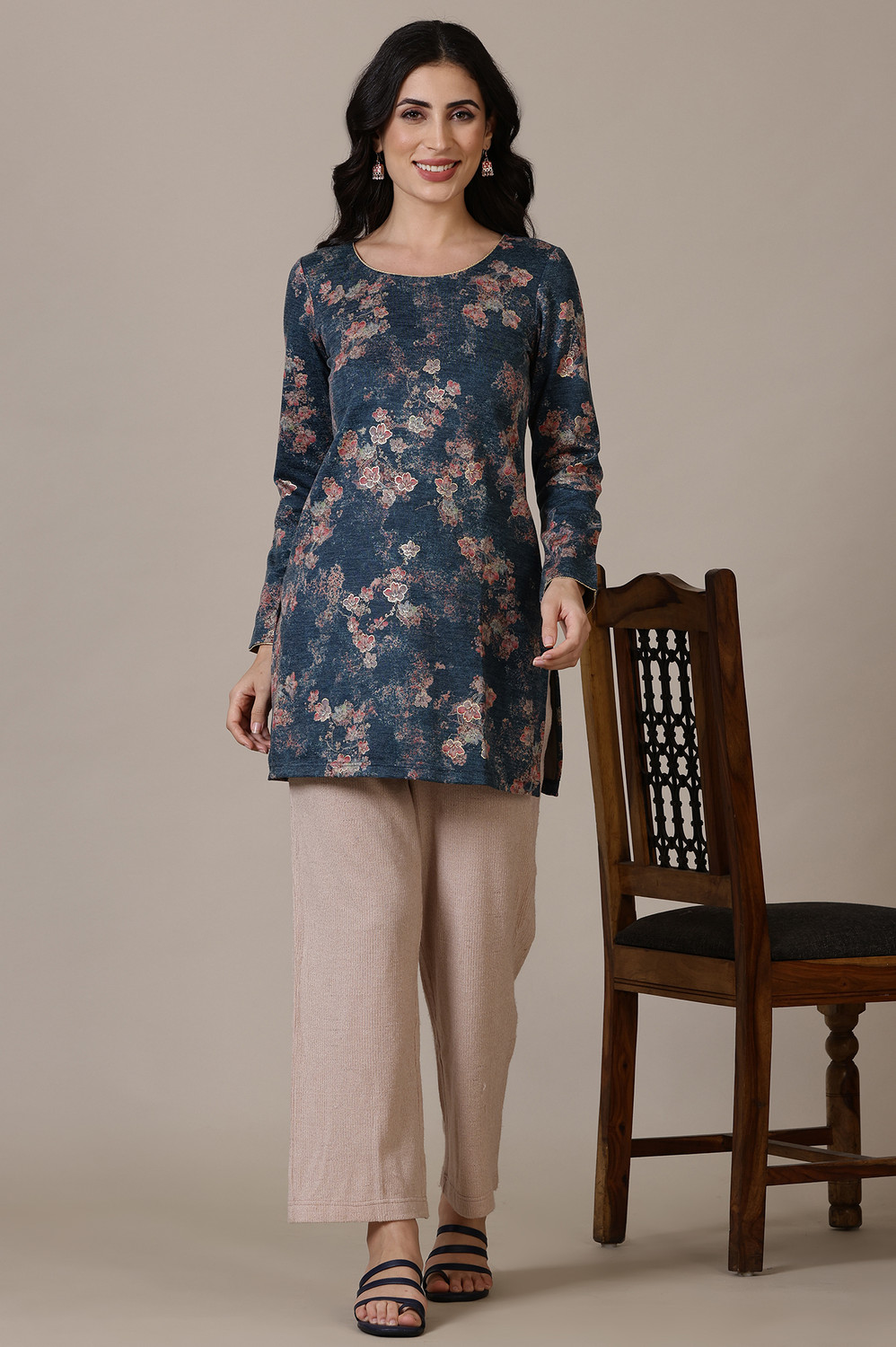 Auralis Floral  Polyester Straight   Salwar Suit Set