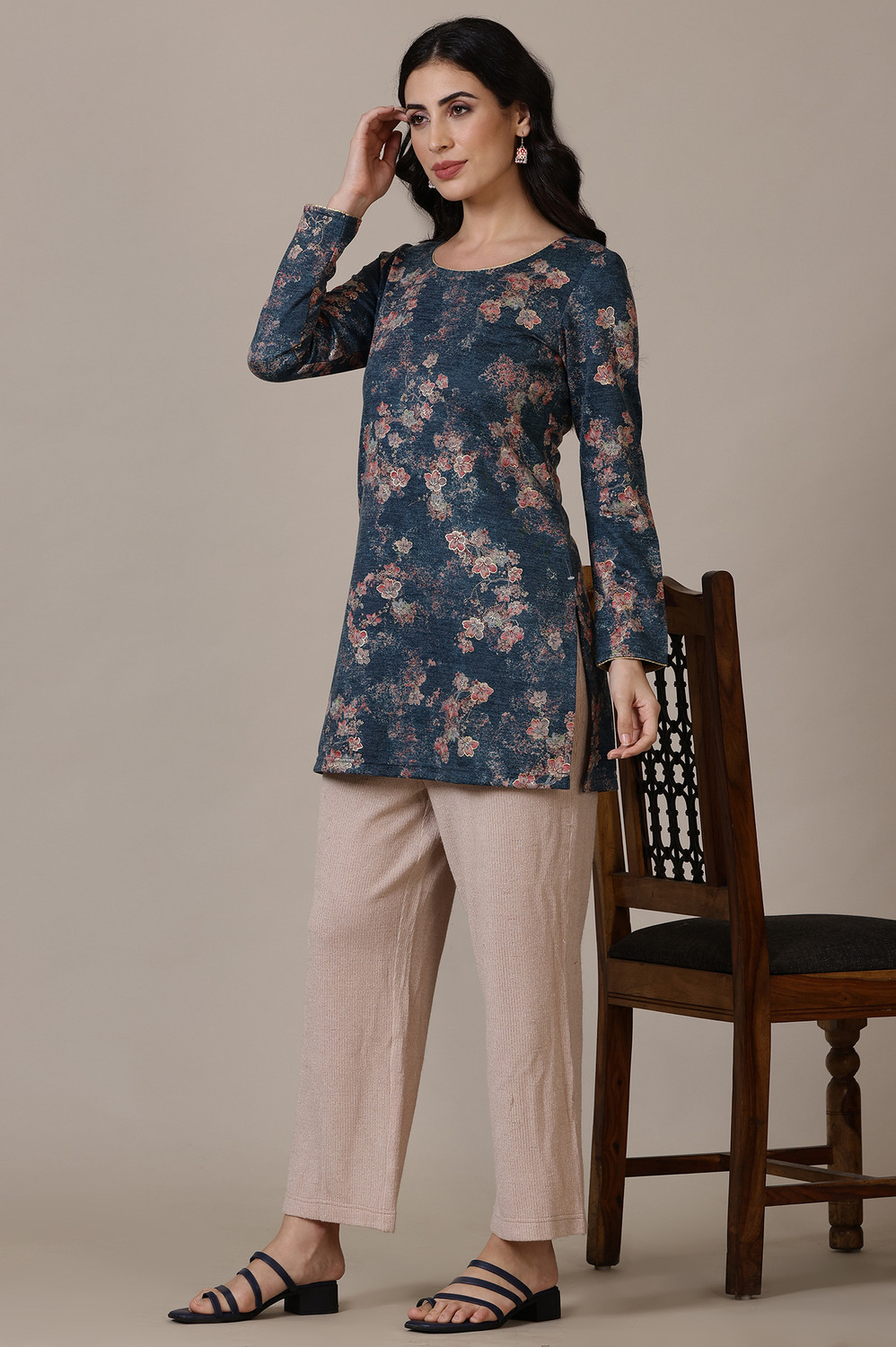 Auralis Floral  Polyester Straight   Salwar Suit Set