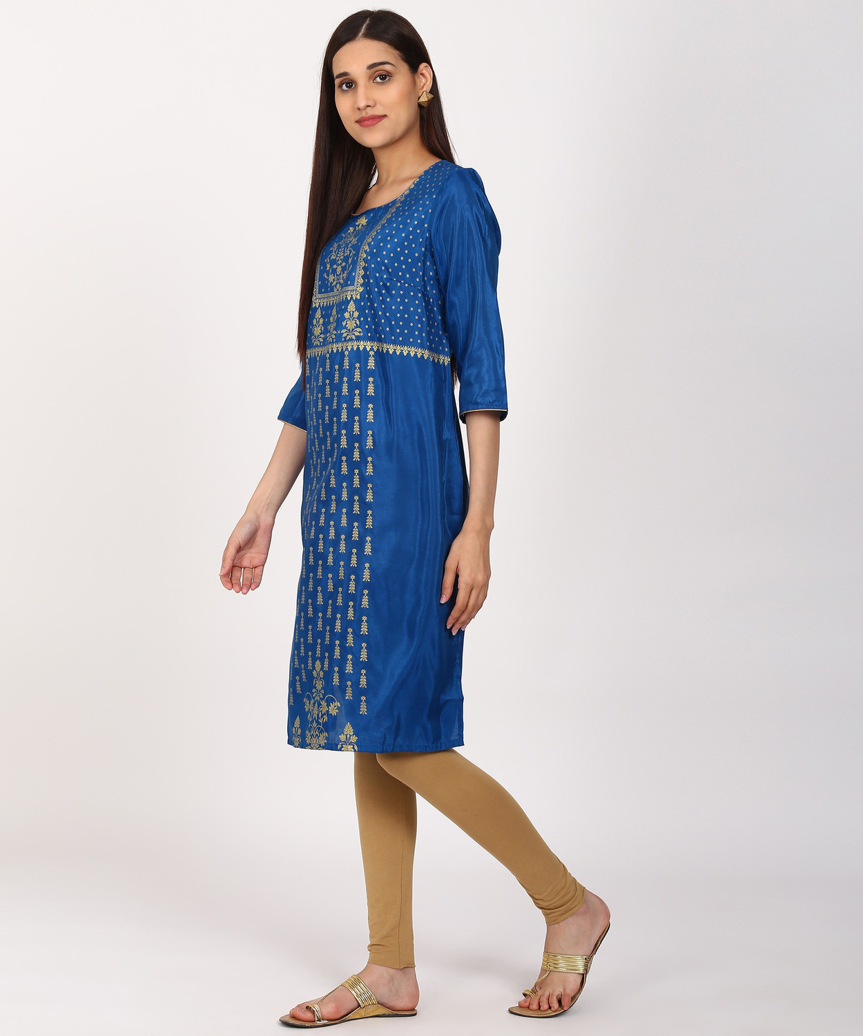 Auralis Cotton Blend  Gold Ethnic Salwar Suit Set