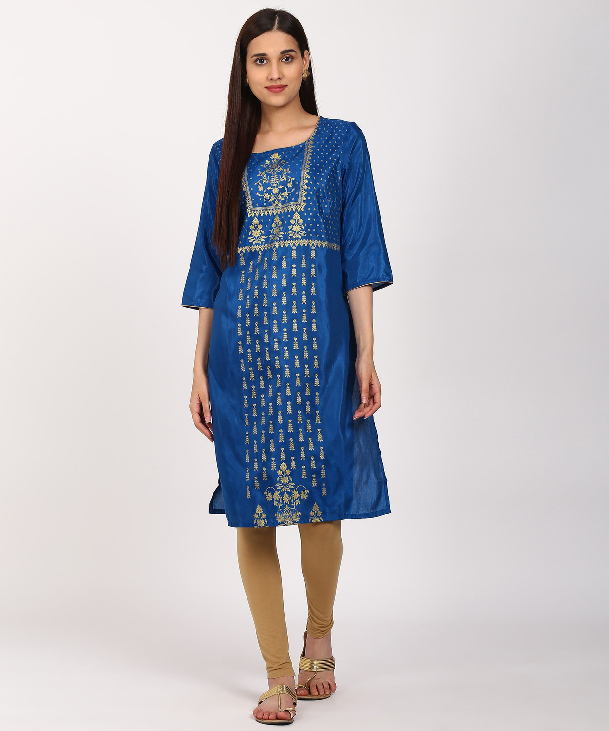 Auralis Cotton Blend  Gold Ethnic Salwar Suit Set