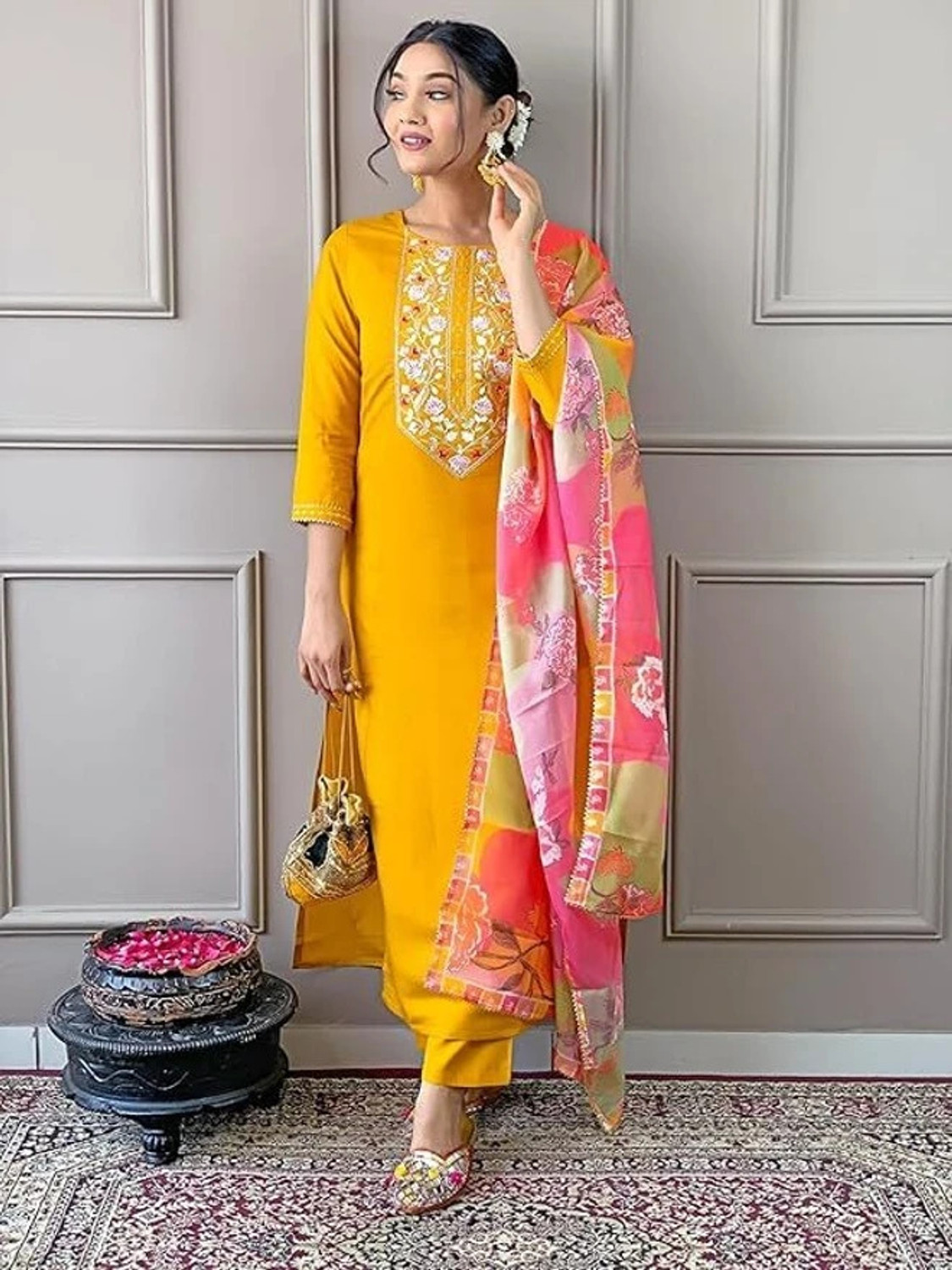  Pilessa Embellished  Viscose Rayon Salwar Suit Set
