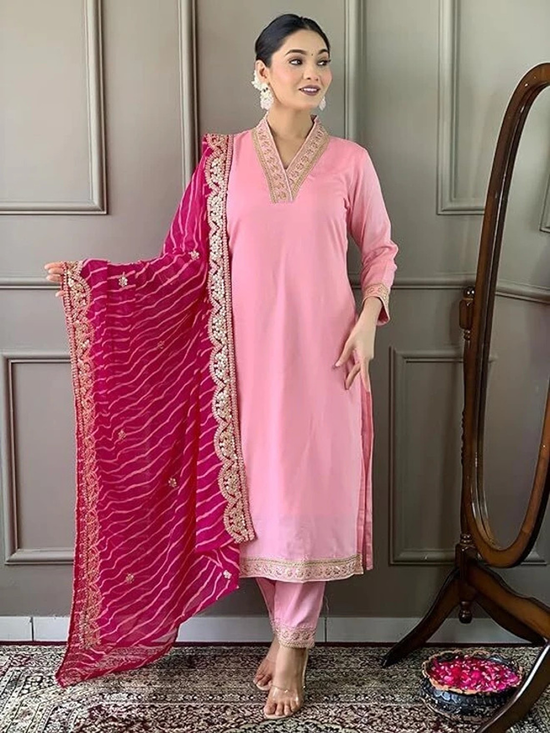  Pilessa Art Silk Straight Salwar Suit Set