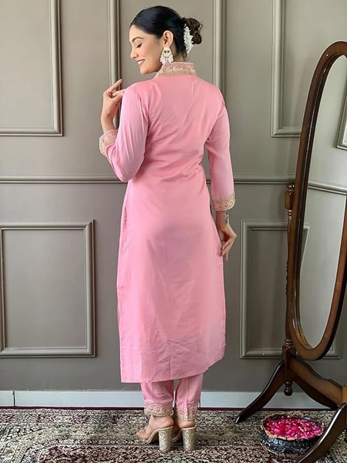  Pilessa Art Silk Straight Salwar Suit Set