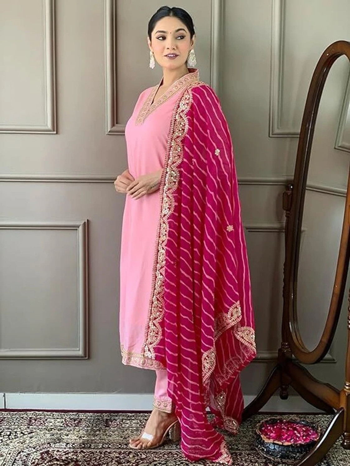 Pilessa Art Silk Straight Salwar Suit Set