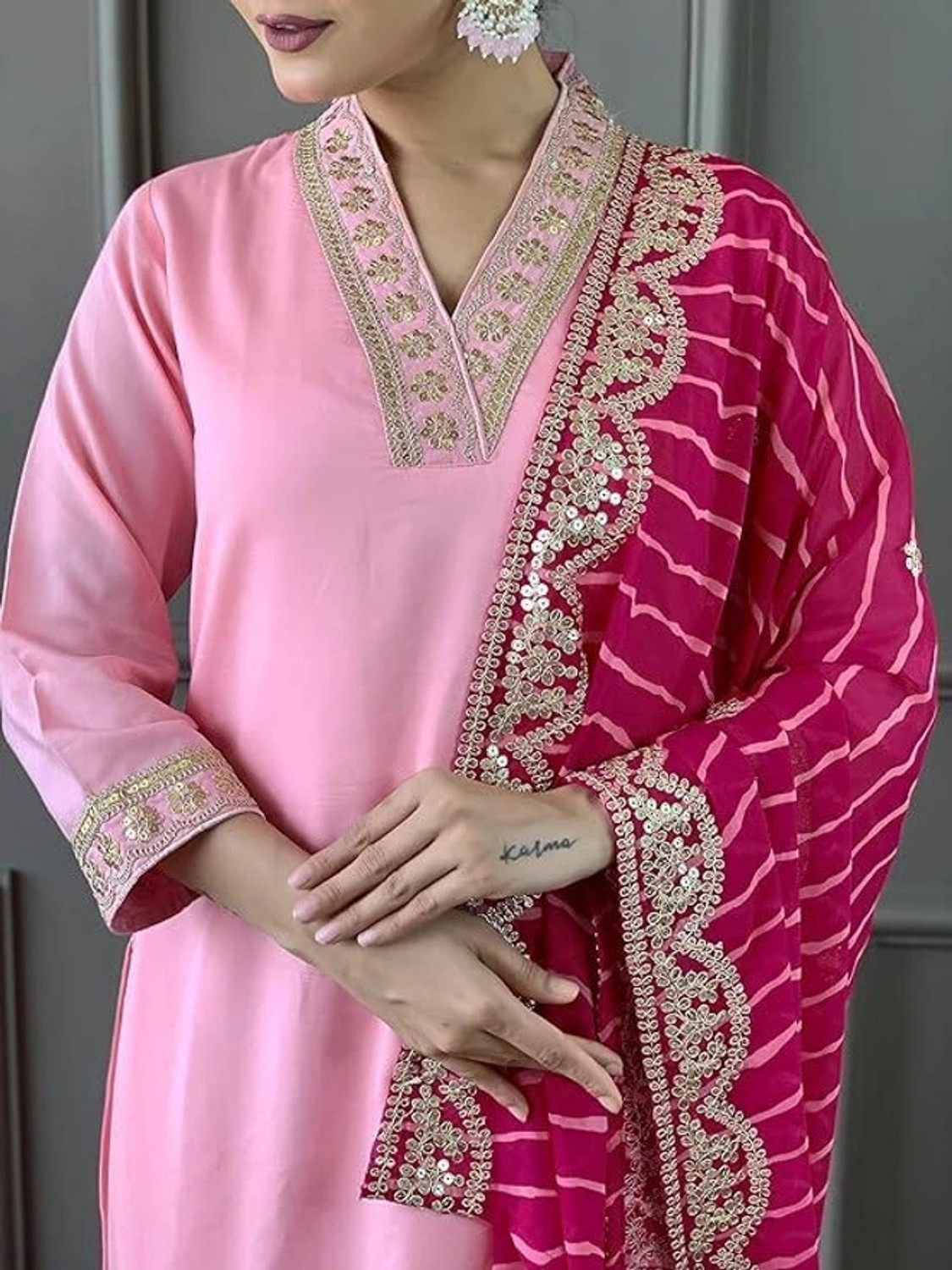  Pilessa Art Silk Straight Salwar Suit Set