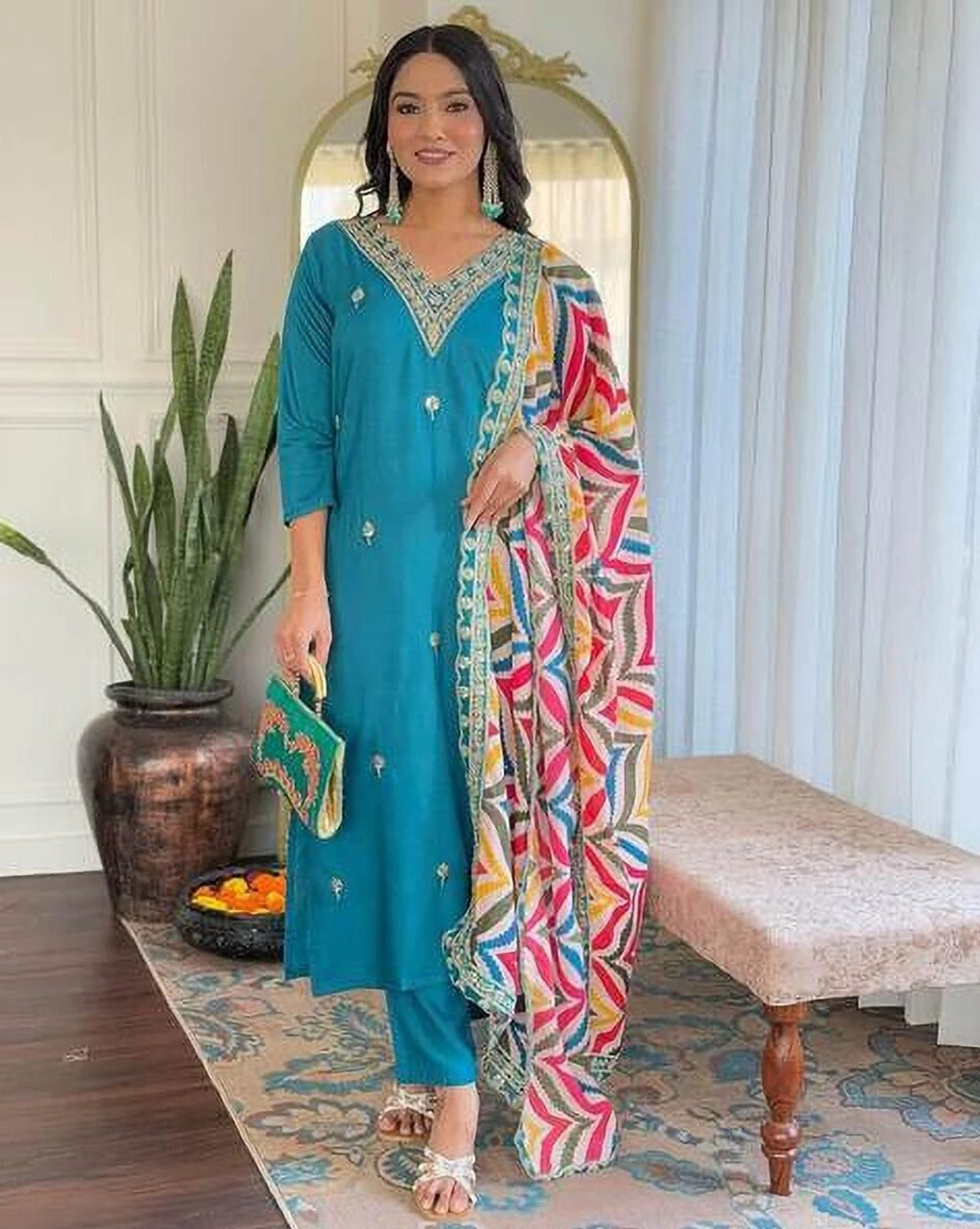  Pilessa Embellished Chanderi Salwar Suit Set