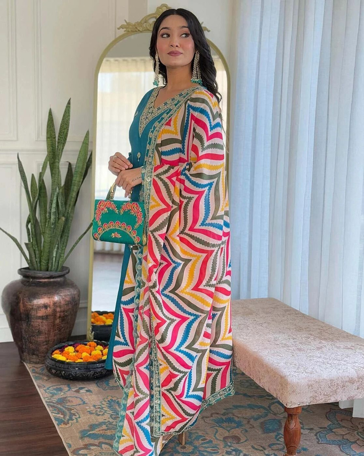  Pilessa Embellished Chanderi Salwar Suit Set