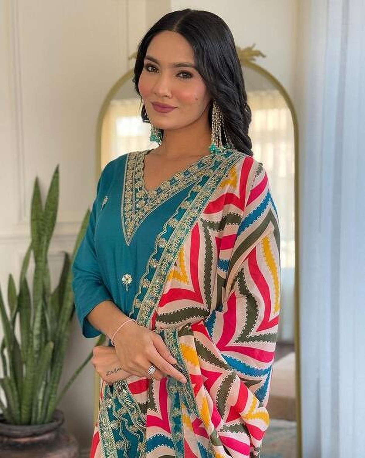  Pilessa Embellished Chanderi Salwar Suit Set