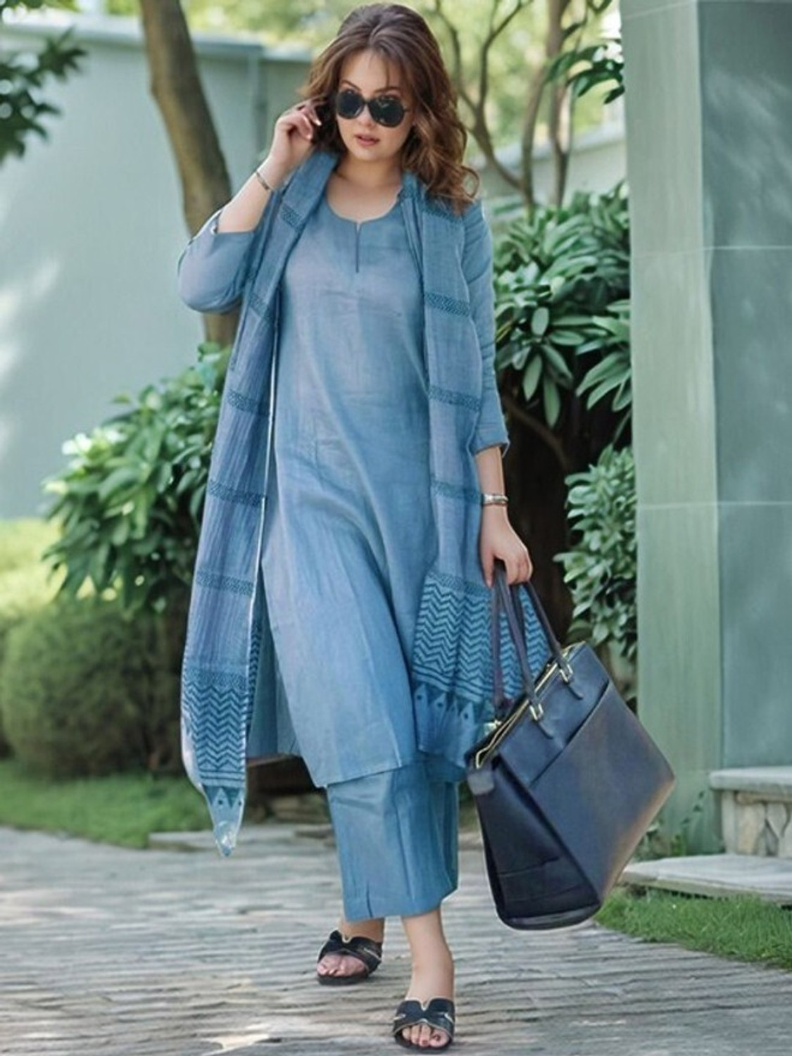  Pilessa  Plain Kurta  Salwar Suit Set