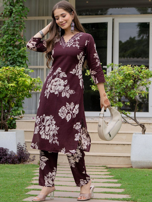 Pravya Casual Wear Cotton Salwar Suit Set  