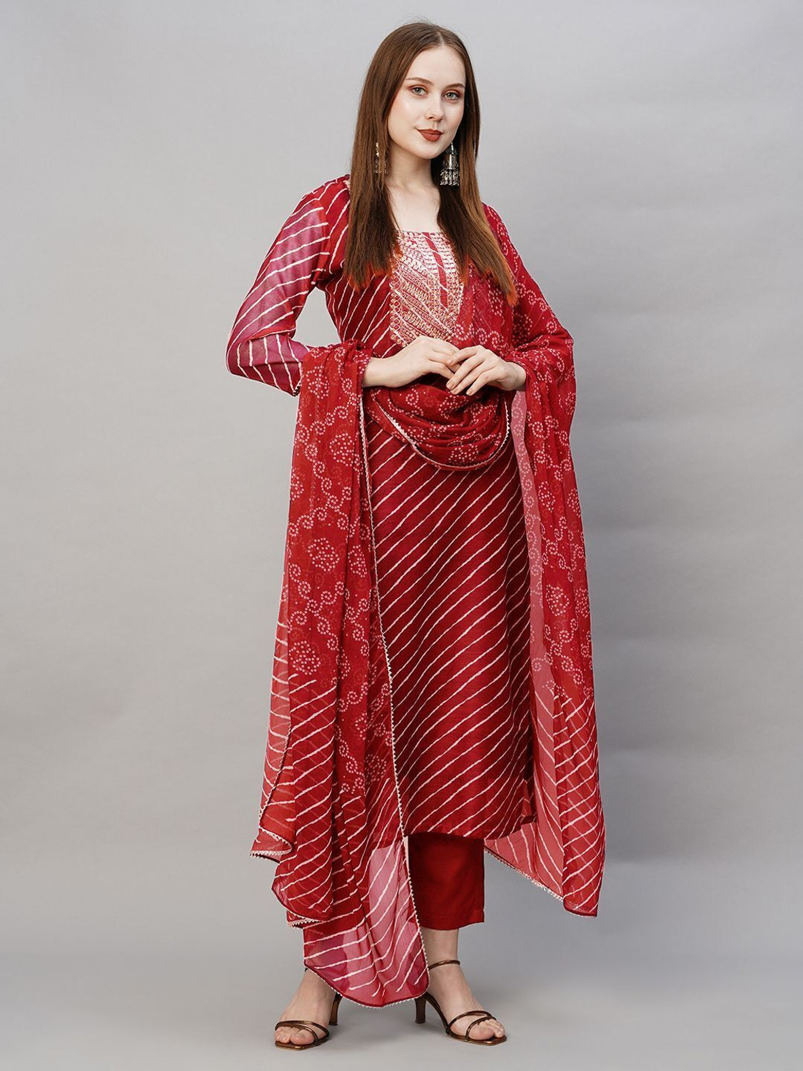 Divashree Striped Straight Salwar Suit Set 