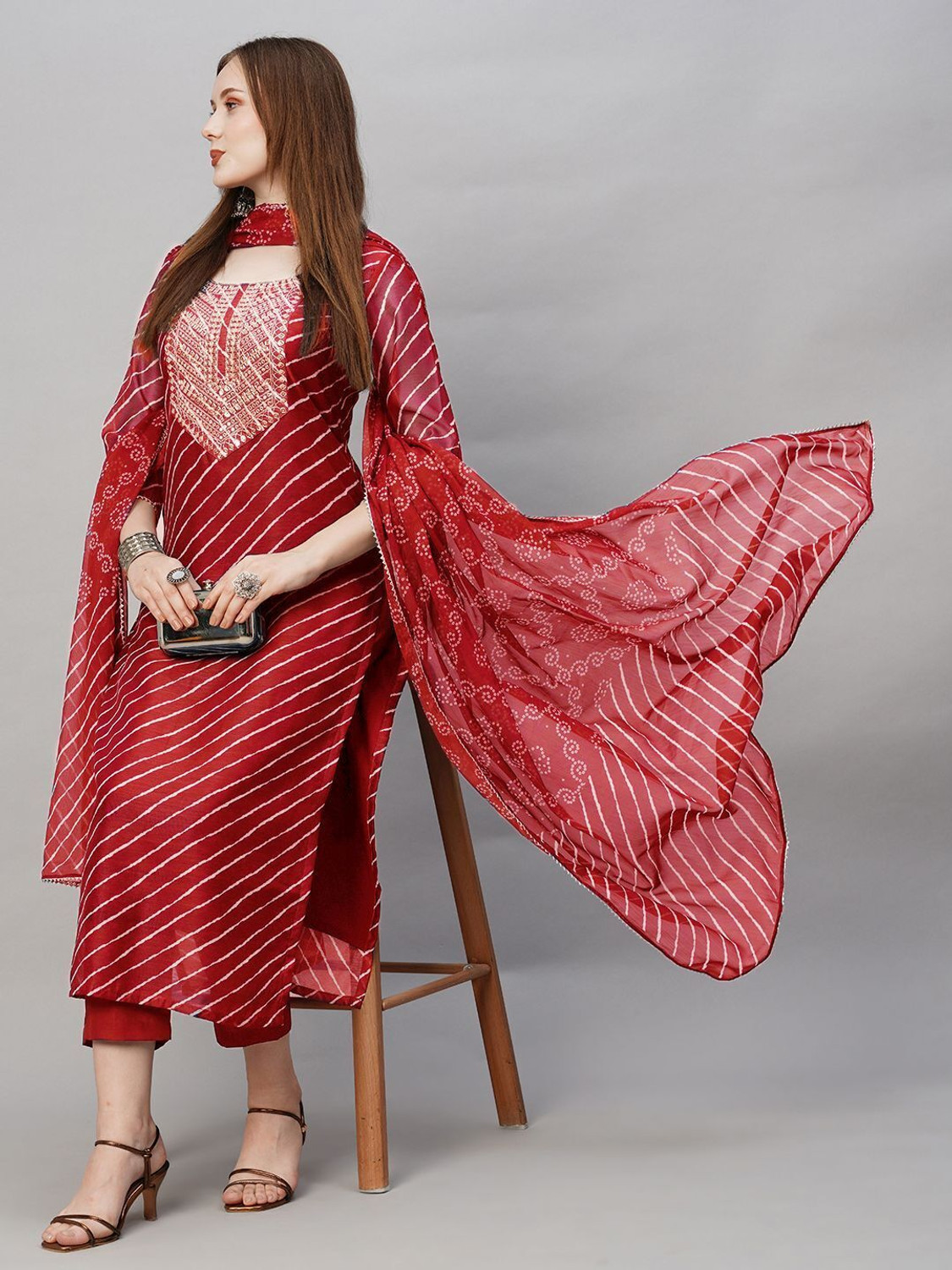 Divashree Striped Straight Salwar Suit Set 
