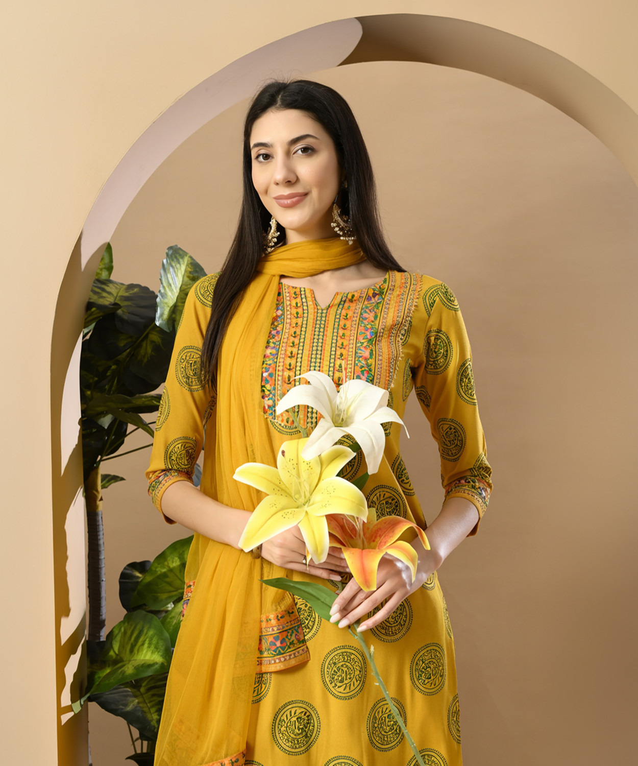 Divashree Viscose Rayon Kurti Pant Salwar Suit Set 