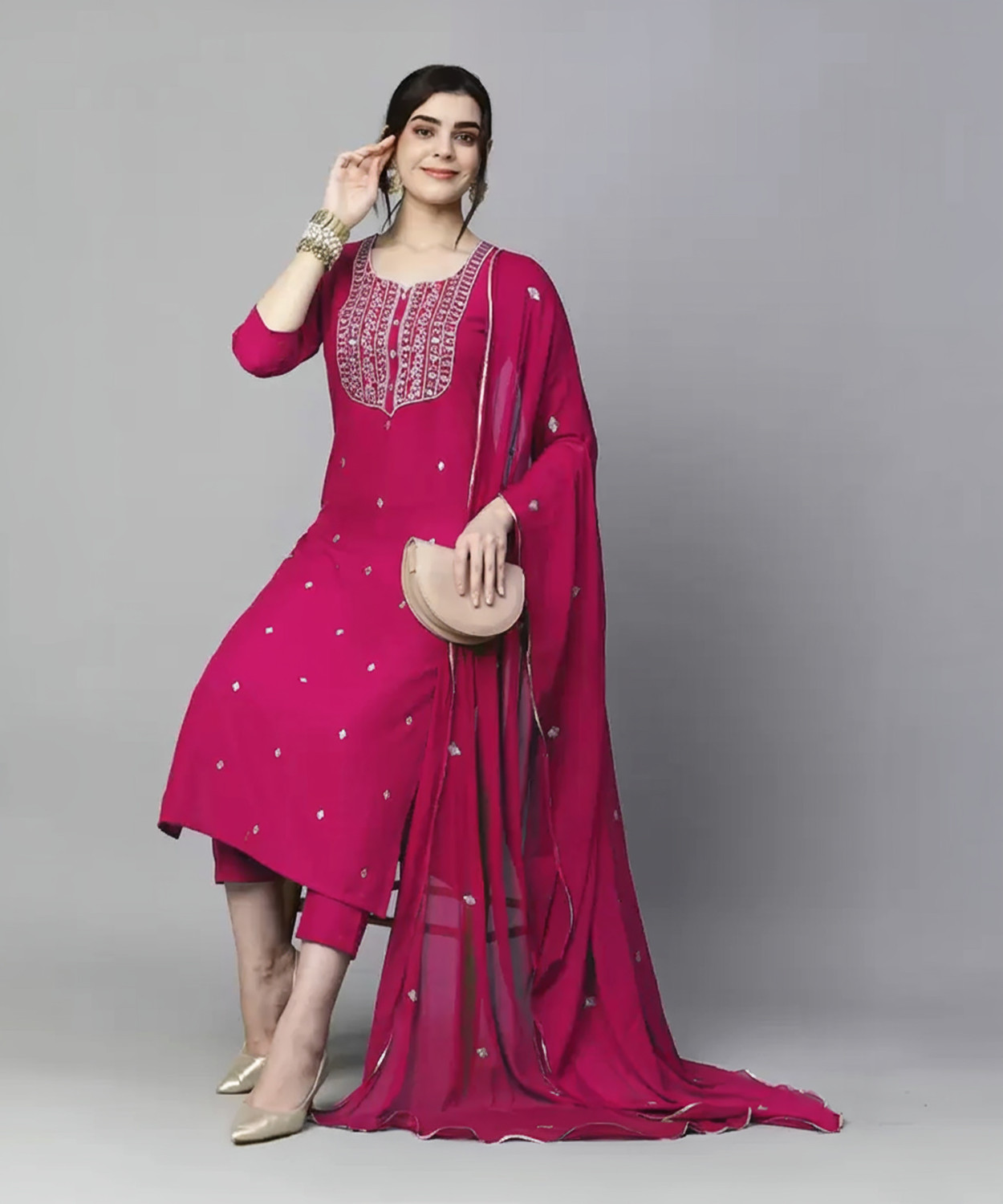 Divashree Cotton Blend Straight Salwar Suit Set 