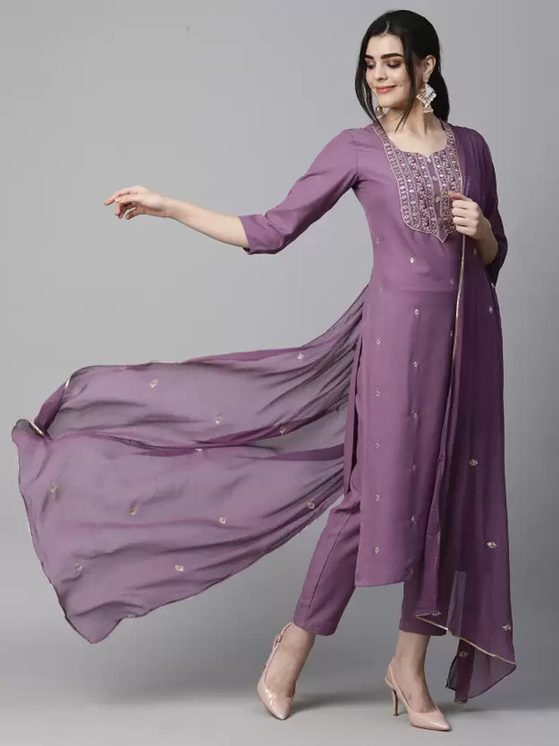 Divashree Cotton Blend Straight Salwar Suit Set 
