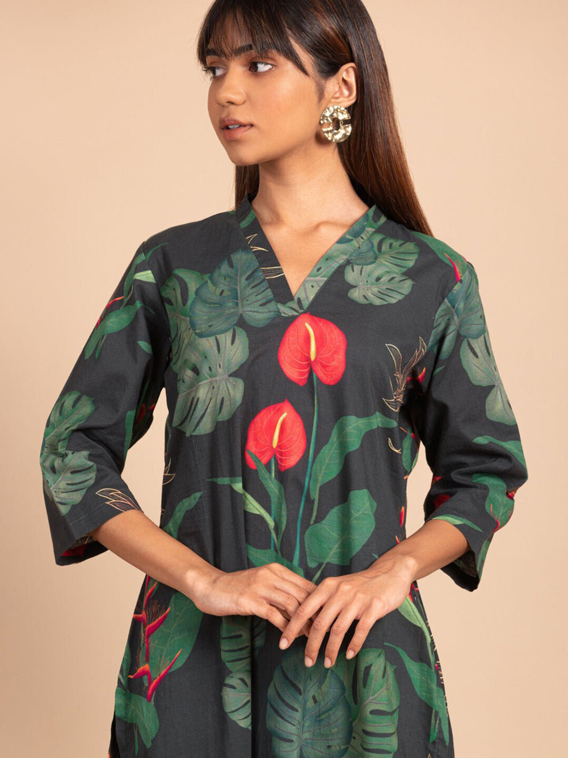 Rivanta Dark Green Floral  Salwar Suit Set 