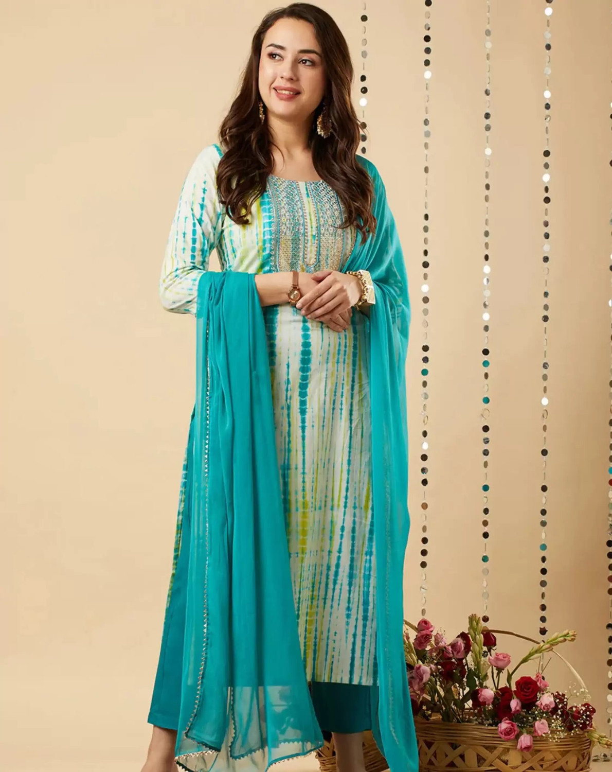 Rivanta Yoke Leheriya Salwar Suit Set 