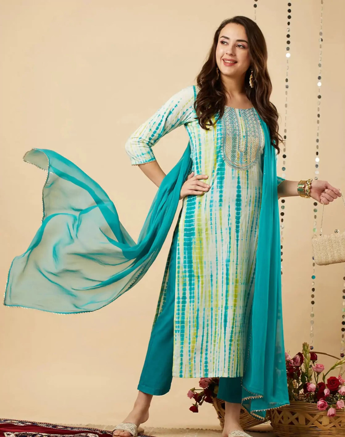 Rivanta Yoke Leheriya Salwar Suit Set 