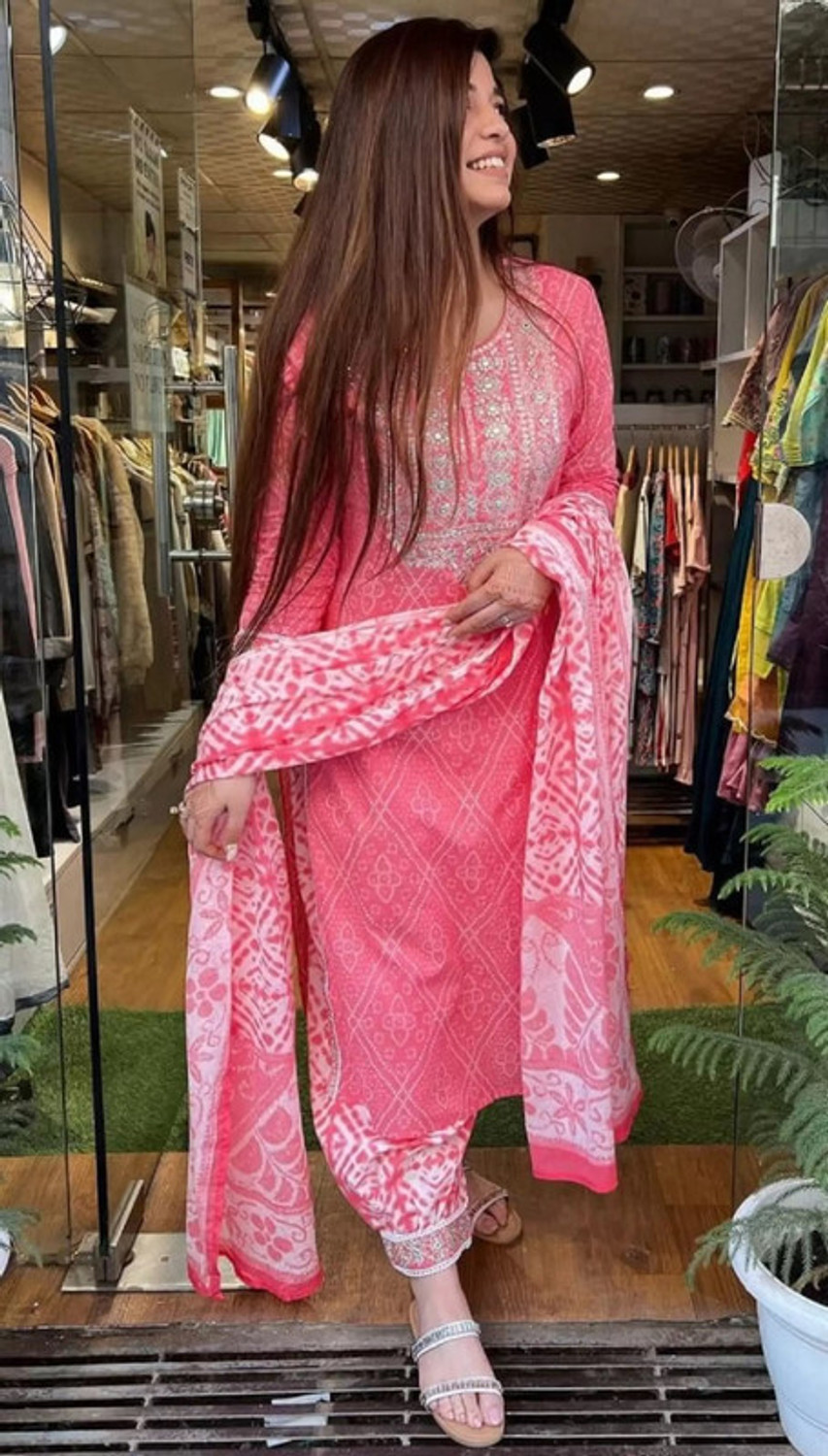   Rivanta  Bandhani Mirror Salwar Suit Set 