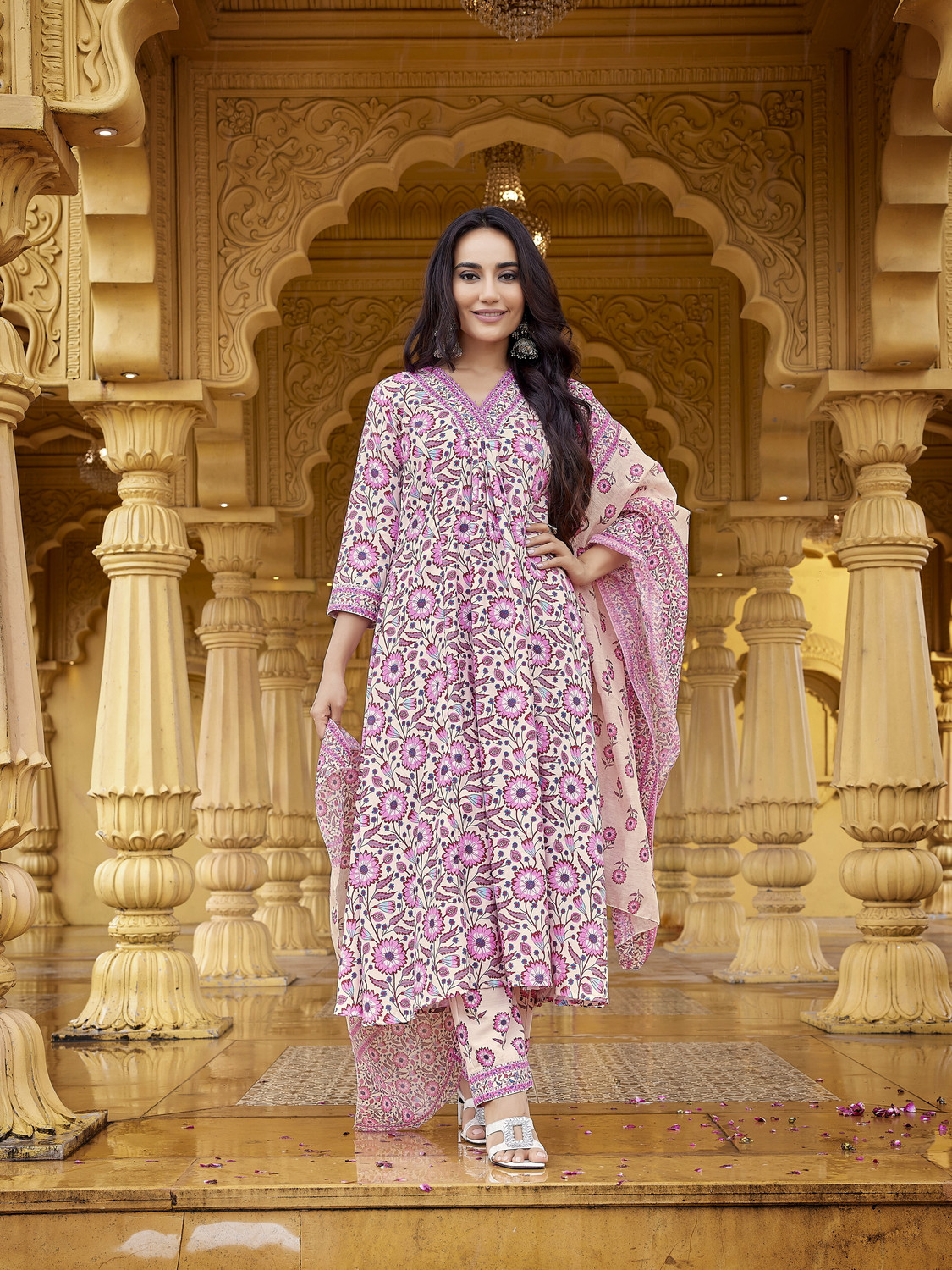       Rivanta  Floral Flared Salwar Suit Set 