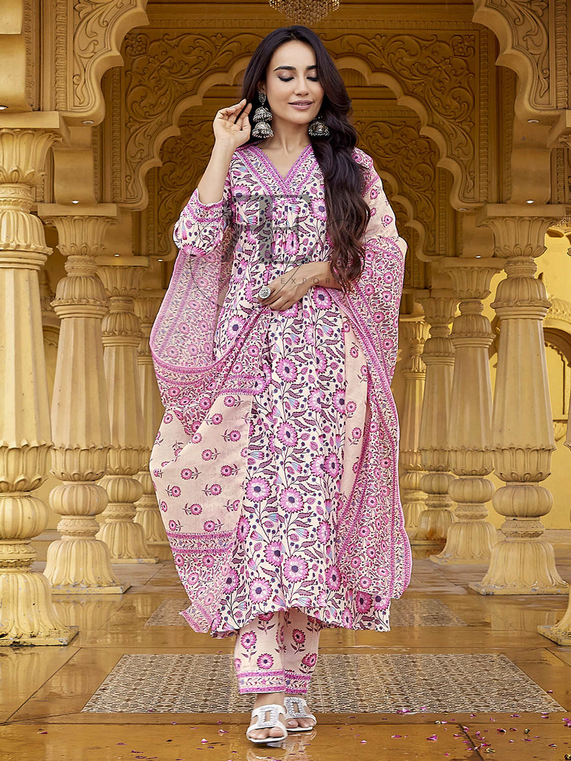       Rivanta  Floral Flared Salwar Suit Set 
