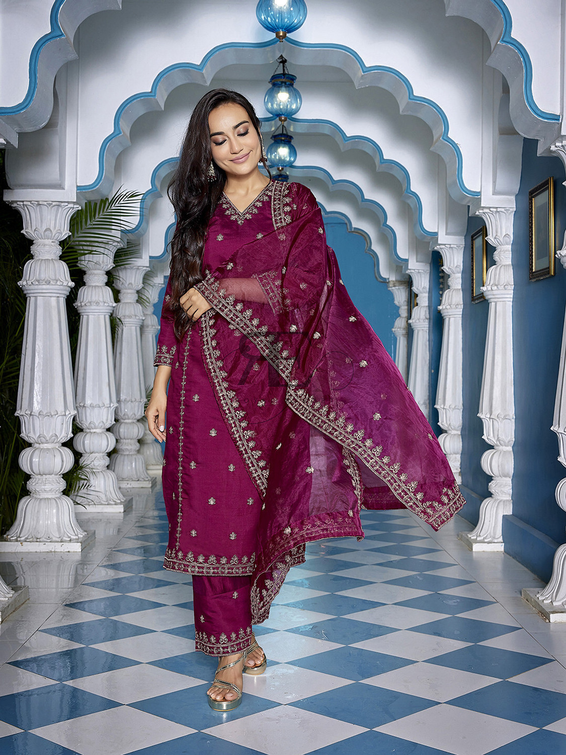 Rivanta Wedding Chanderi Salwar Suit Set 