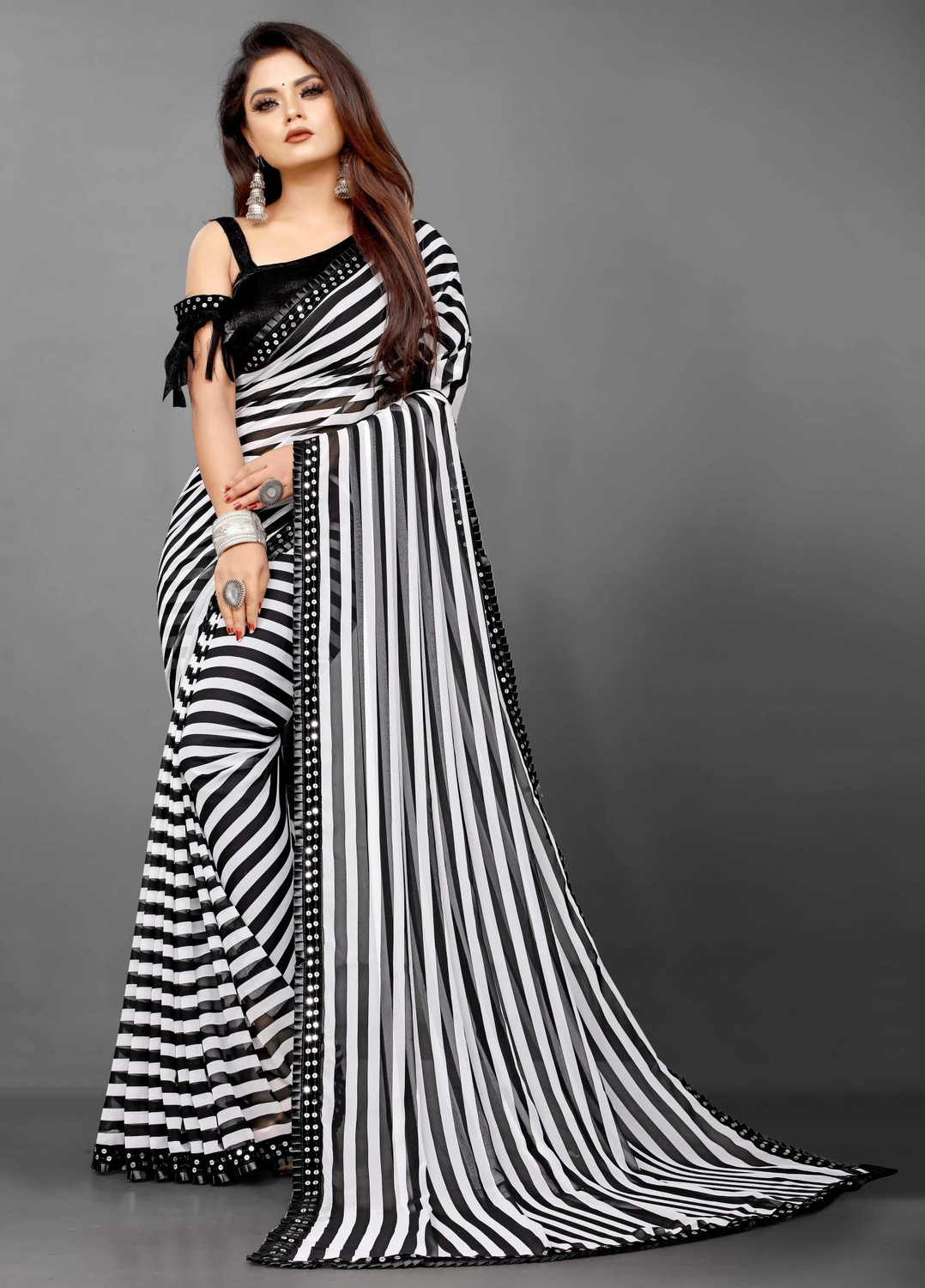  Fabrella Polka Dot Georgette Saree
