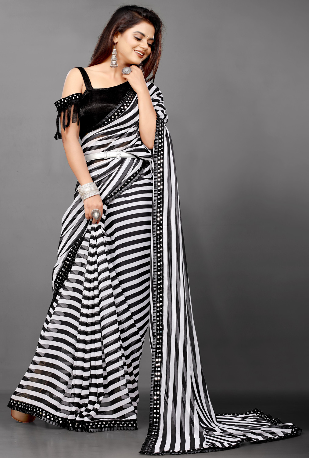  Fabrella Polka Dot Georgette Saree
