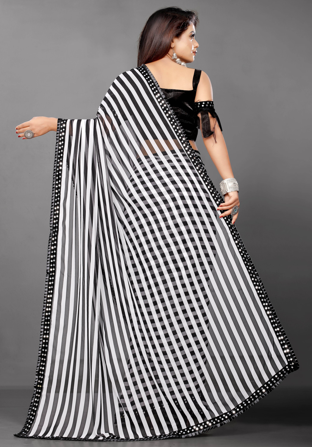  Fabrella Polka Dot Georgette Saree
