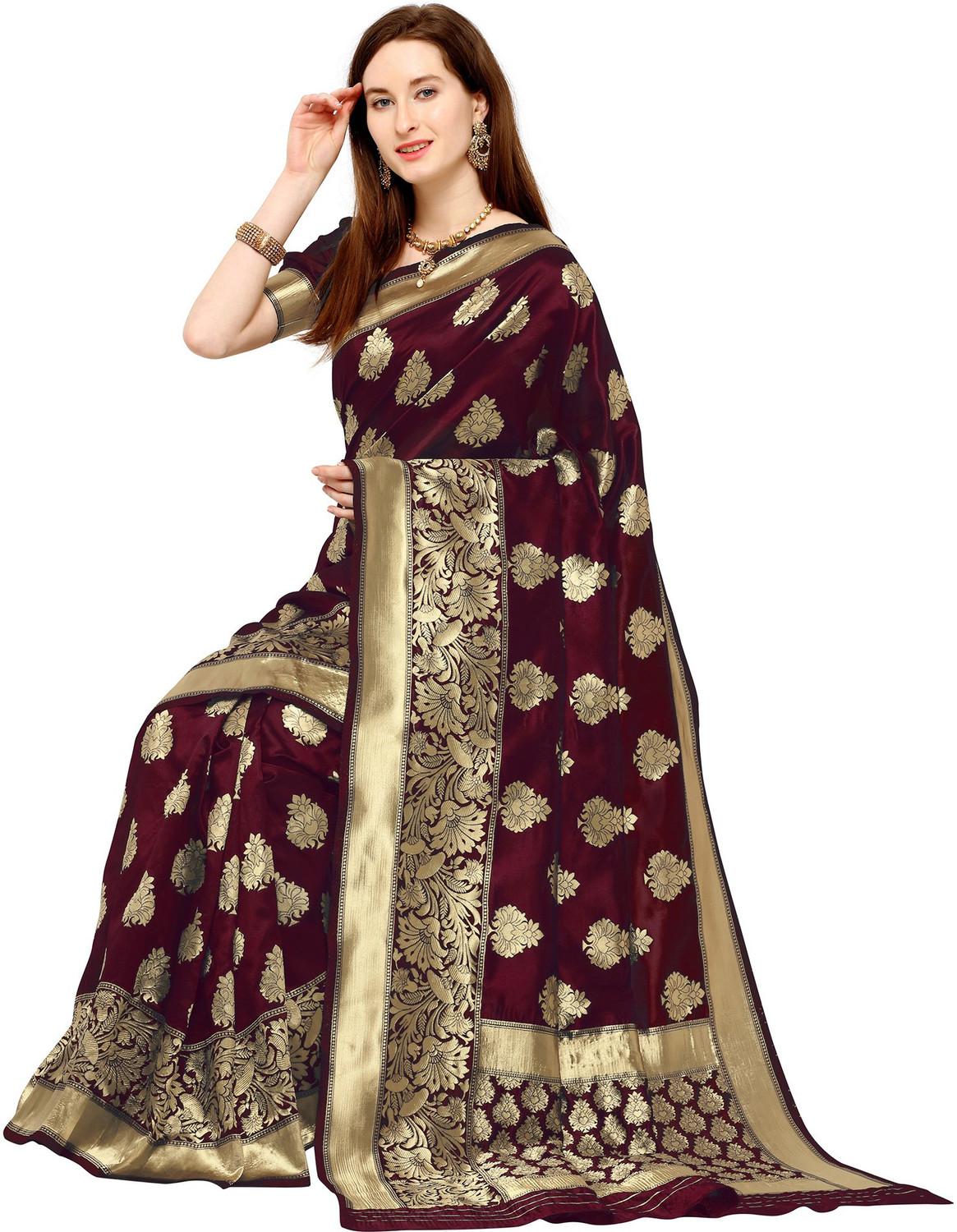 Kesarvi Self Design Banarasi Jacquard Saree
