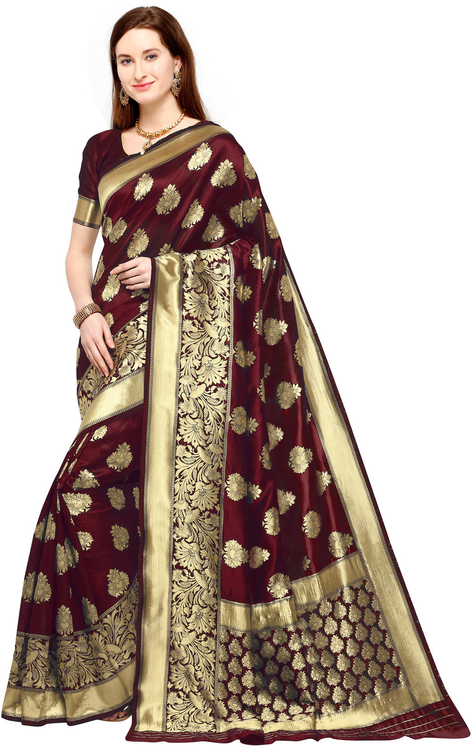 Kesarvi Self Design Banarasi Jacquard Saree
