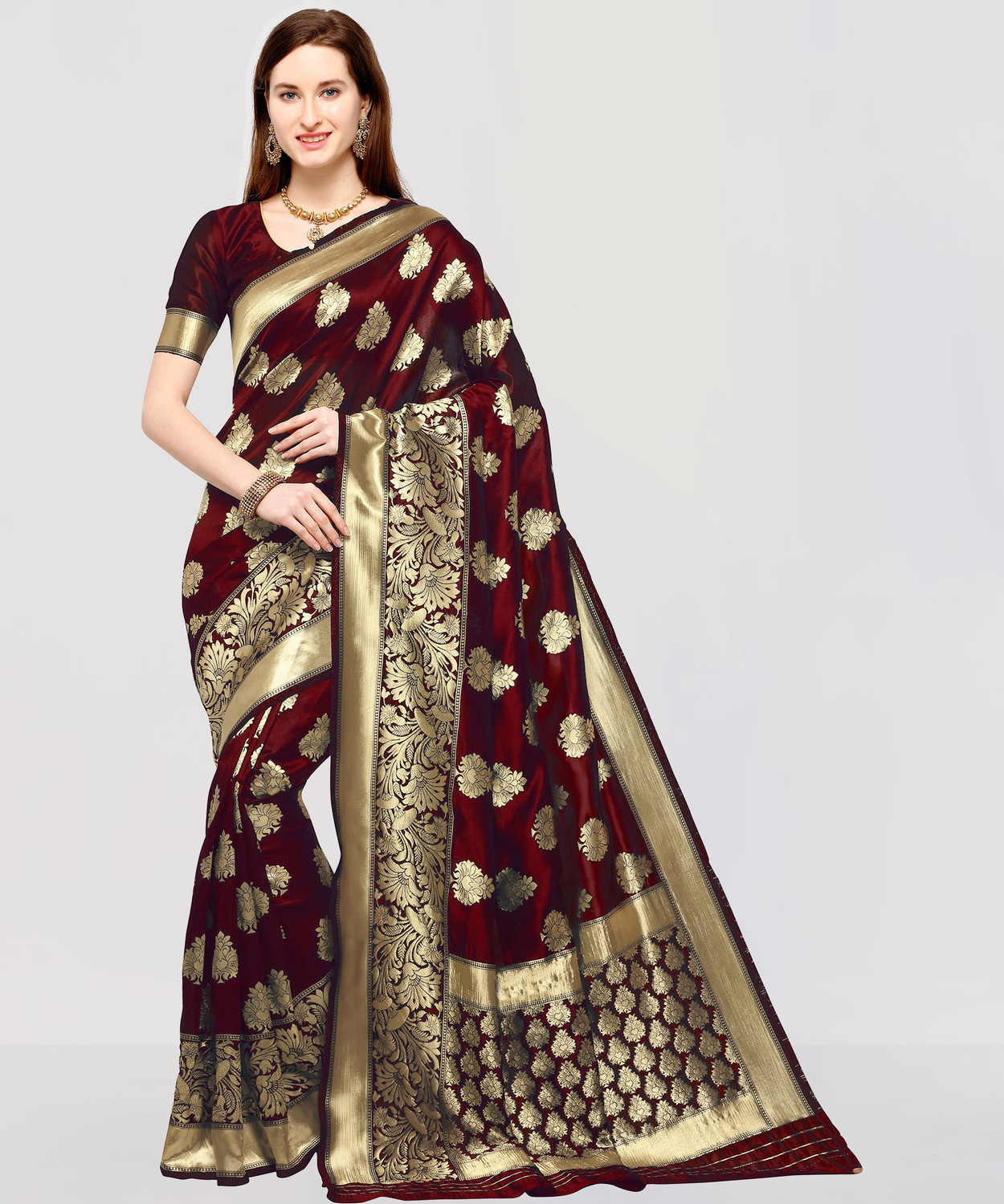 Kesarvi Self Design Banarasi Jacquard Saree
