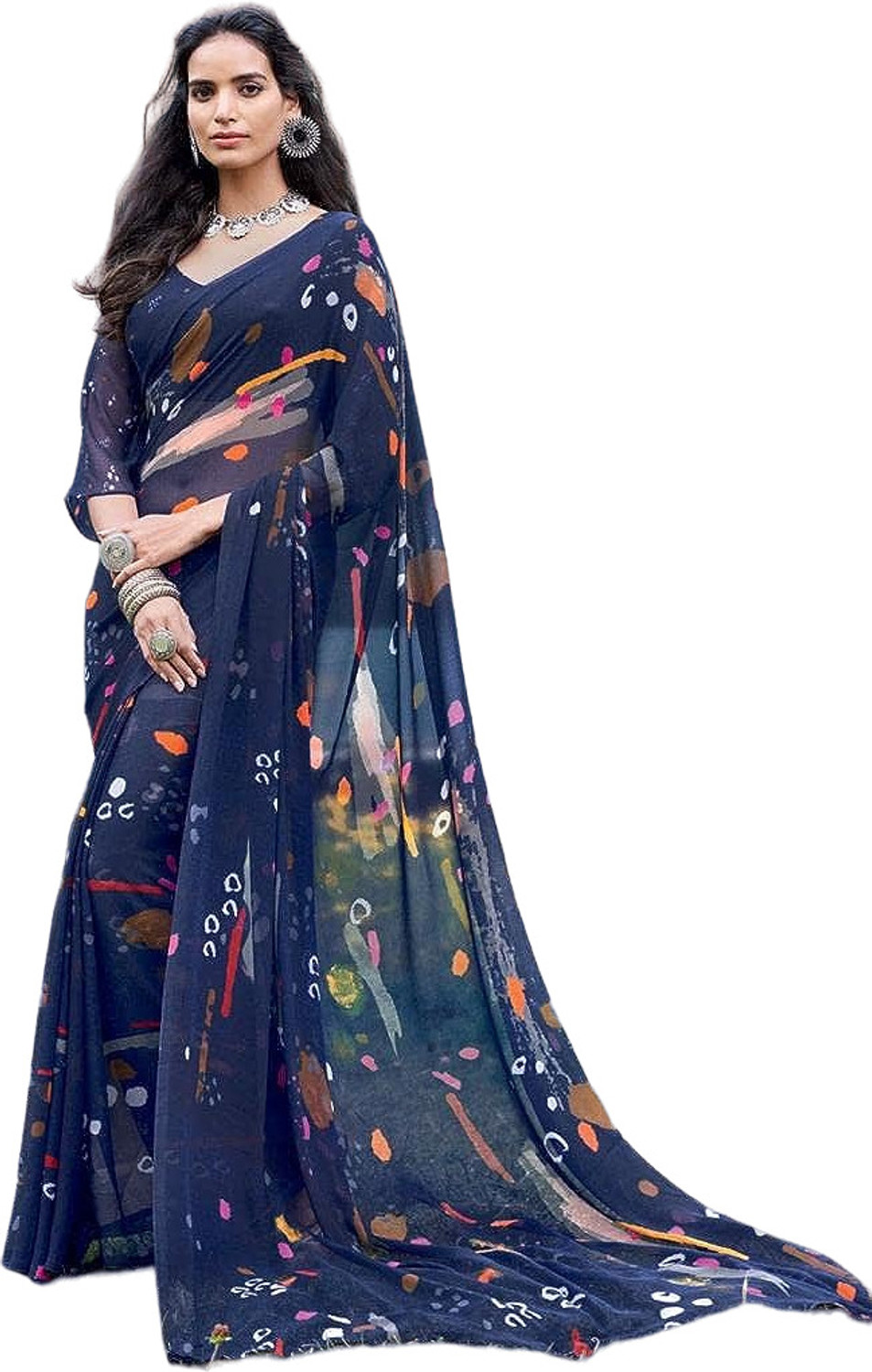 Yarie  Floral Print Daily Wear Georgette Saree