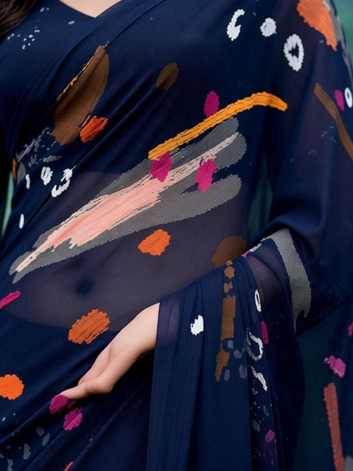 Yarie  Floral Print Daily Wear Georgette Saree