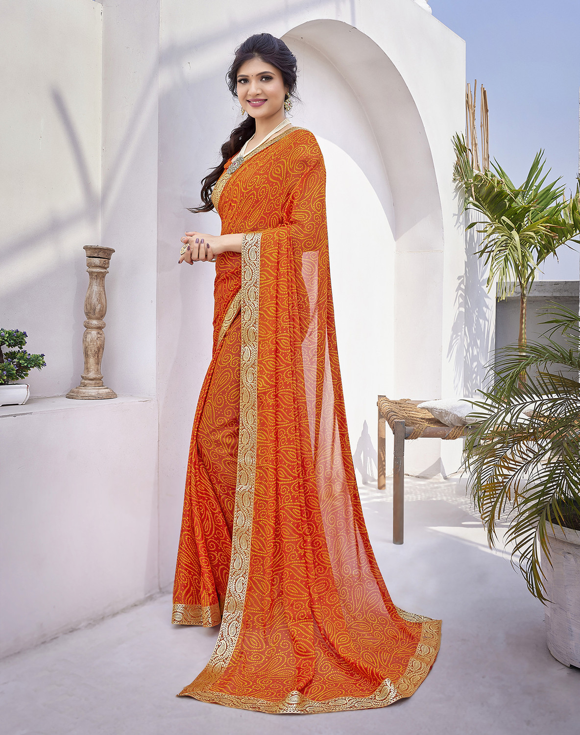 Yarie Bollywood Georgette Lace Border Saree