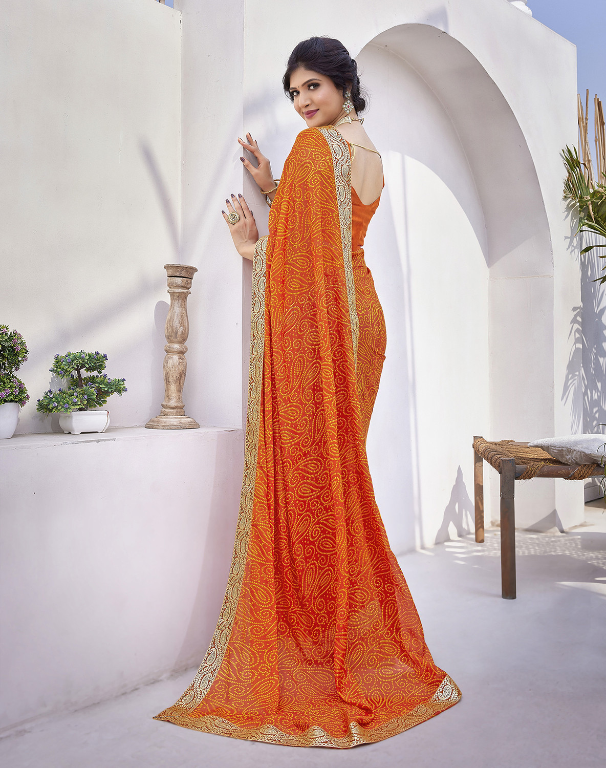 Yarie Bollywood Georgette Lace Border Saree