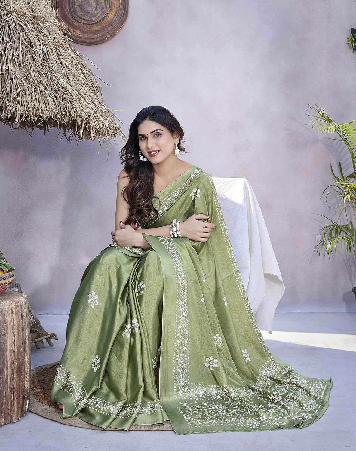 Yarie Tussar Silk Saree with Blouse
