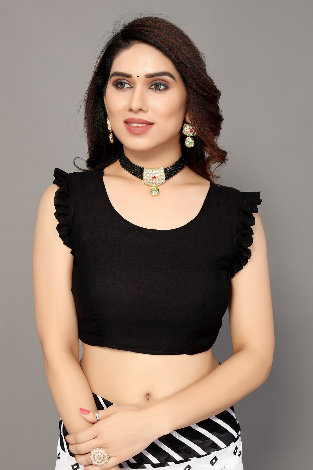 Yarie  Striped Bollywood Georgette Saree with Blouse 