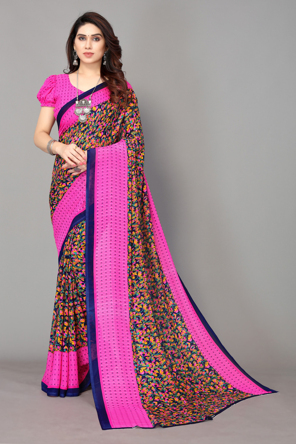 Yarie Floral Printed Georgette Saree