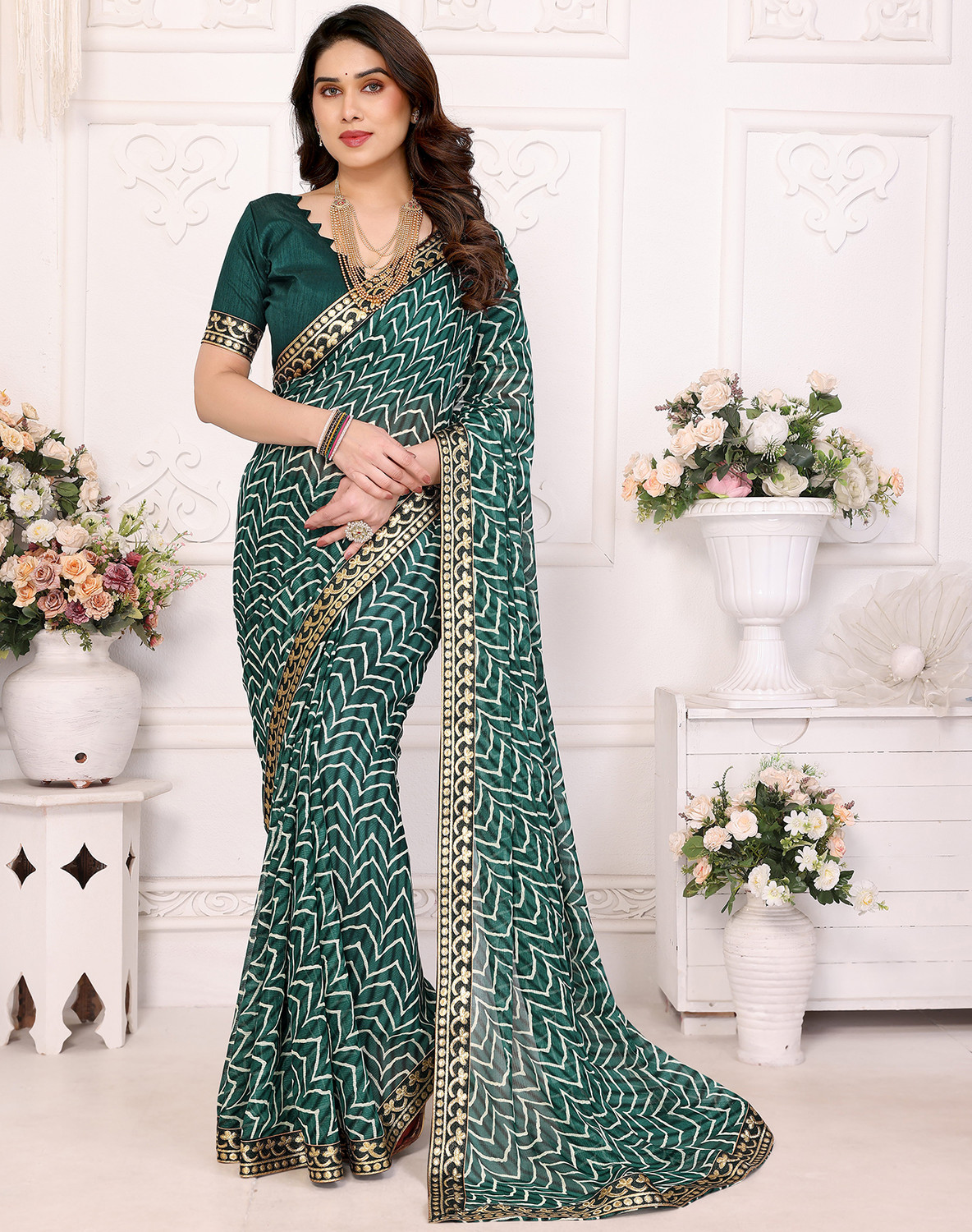 Yarie  Bollywood Georgette Lace  Casual Saree