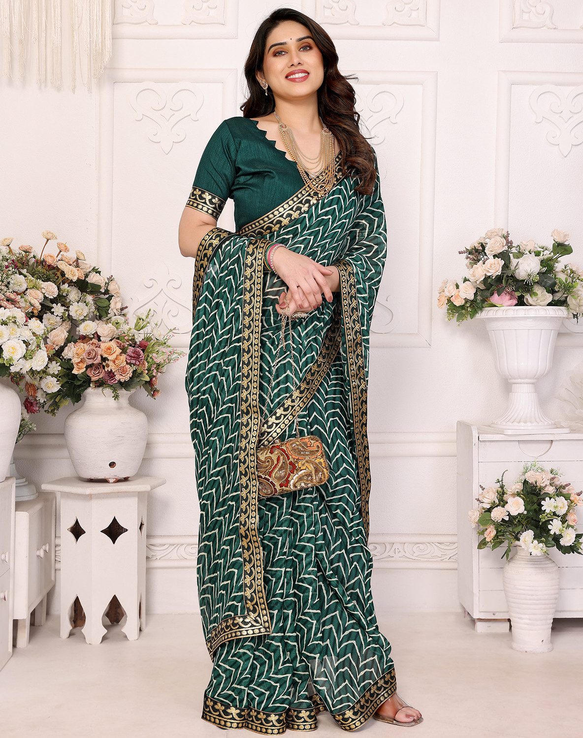 Yarie  Bollywood Georgette Lace  Casual Saree