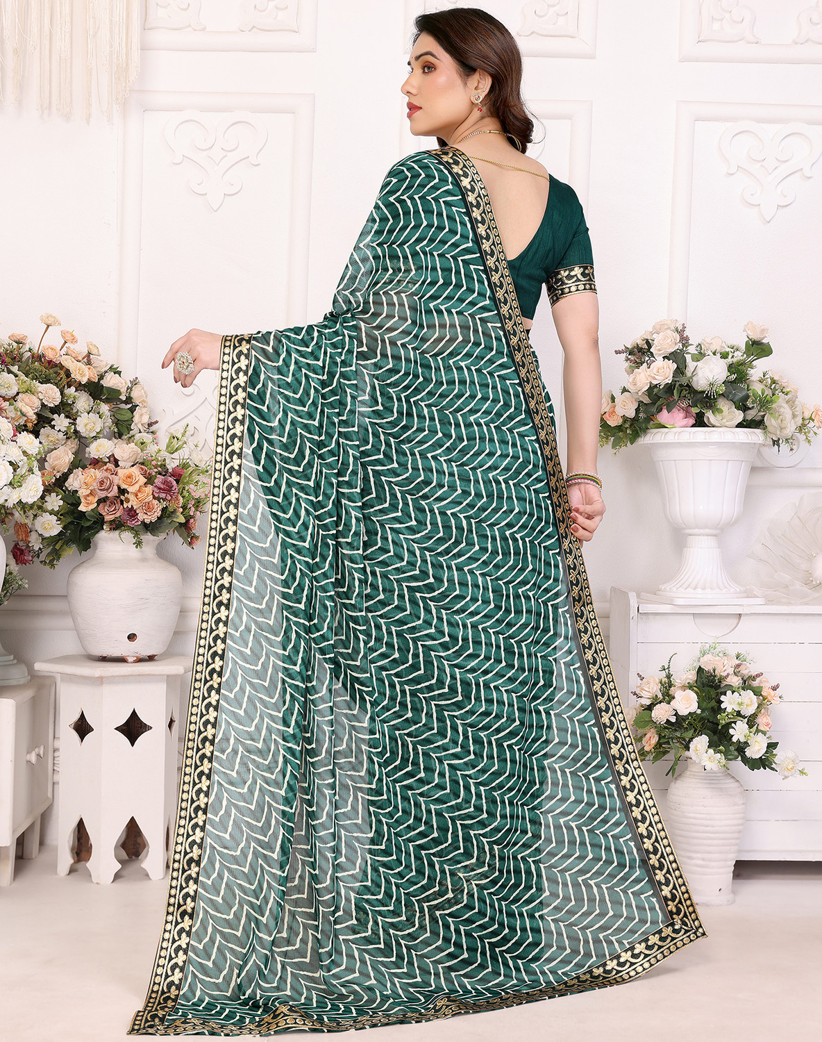 Yarie  Bollywood Georgette Lace  Casual Saree