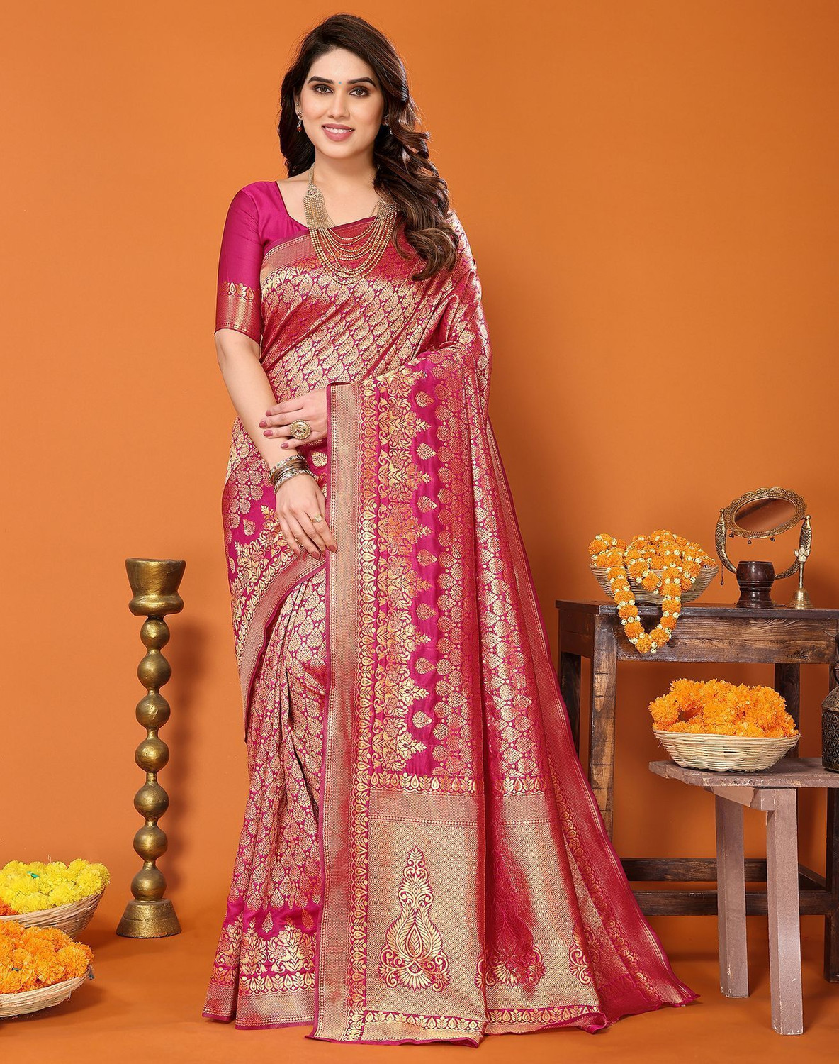 Yarie Kanjivaram Silk Blend Party & Festive Saree