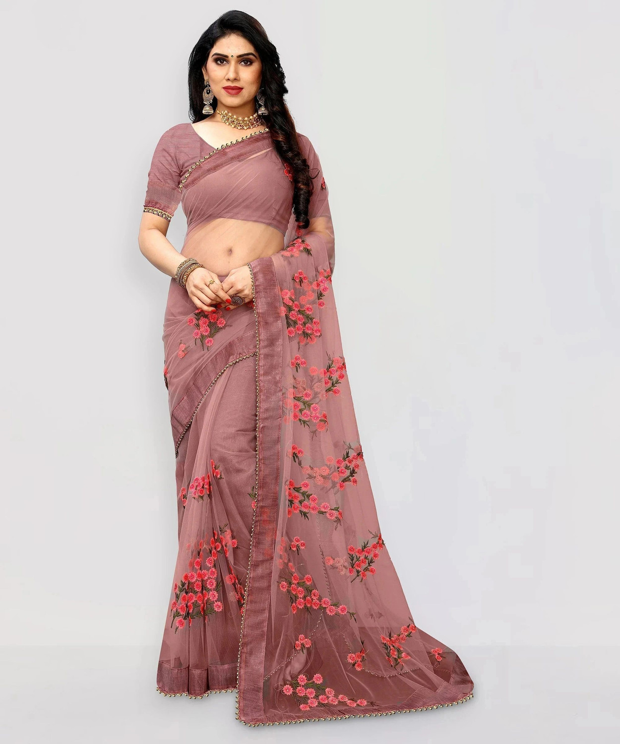 Patrini  Embroidered Bollywood Net Saree